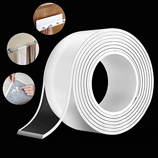 VERSAF Double Sided Adhesive Tape -1/2 10' Arcylic Transparent Removable  No Residue Double Sided Heavy Duty Mounting Tape for Home/Office/Wall  Decor(Pack of 1 Roll) 